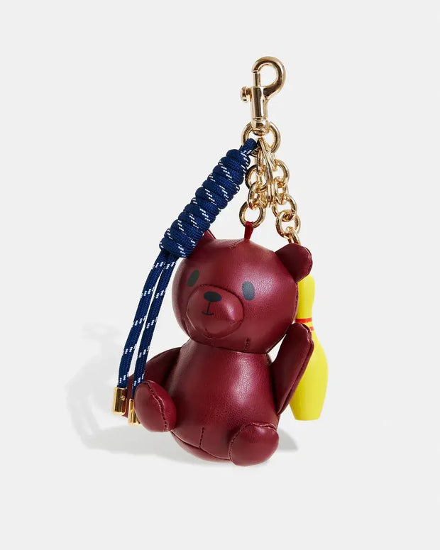 Faux Leather Teddy Bear & Bowling Bag Charm
