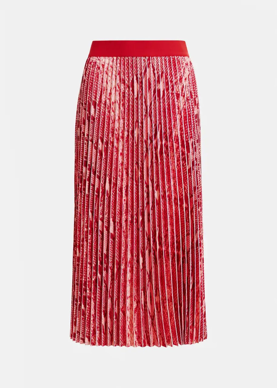 Red Snakeprint Pleated Maxi Skirt Essentiel Antwerp