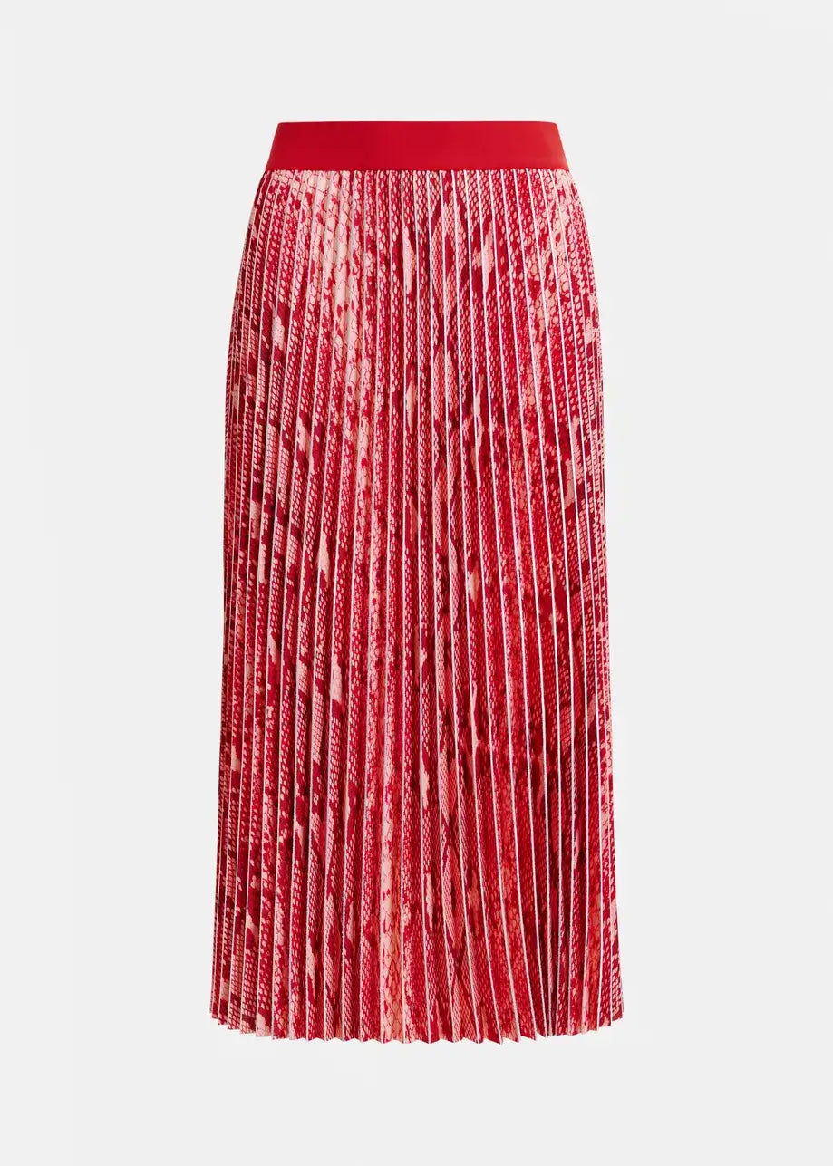 Red Snakeprint Pleated Maxi Skirt Essentiel Antwerp