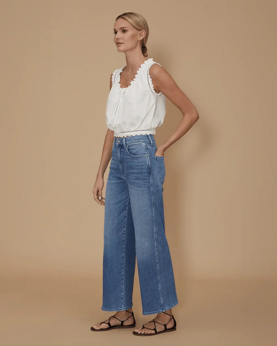 Le Jean Eyelet Cami in White
