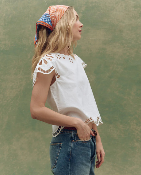 The Great Super Bloom Eyelet Top White 