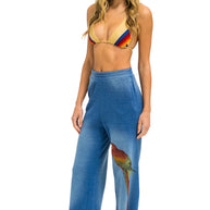 Aviator Nation Parrot Wide Leg Pocket Sweatpants Faded Water