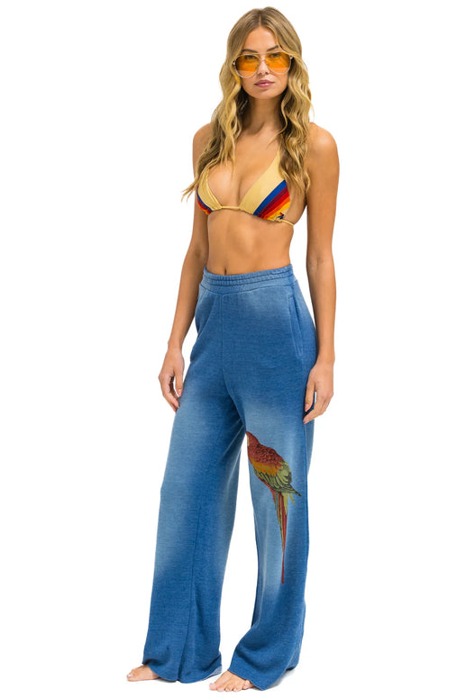 Aviator Nation Parrot Wide Leg Pocket Sweatpants Faded Water
