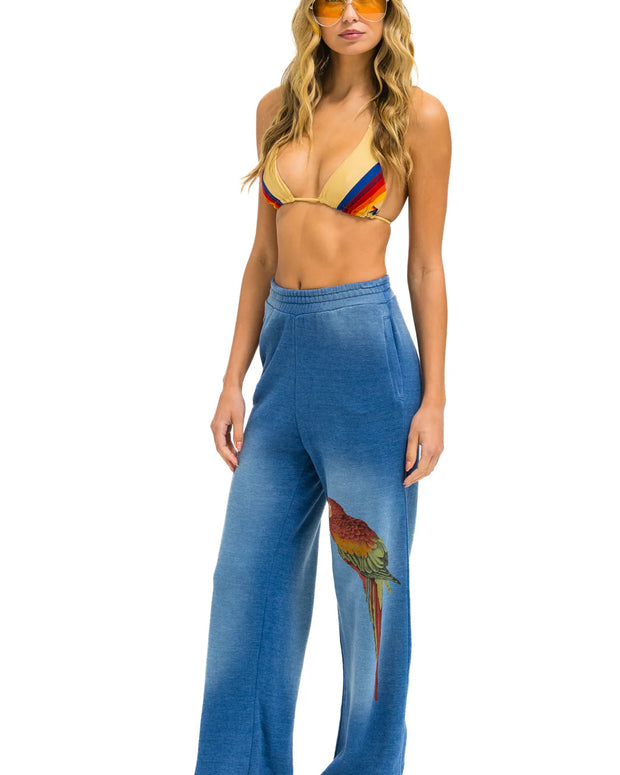 Aviator Nation Parrot Wide Leg Pocket Sweatpants Faded Water