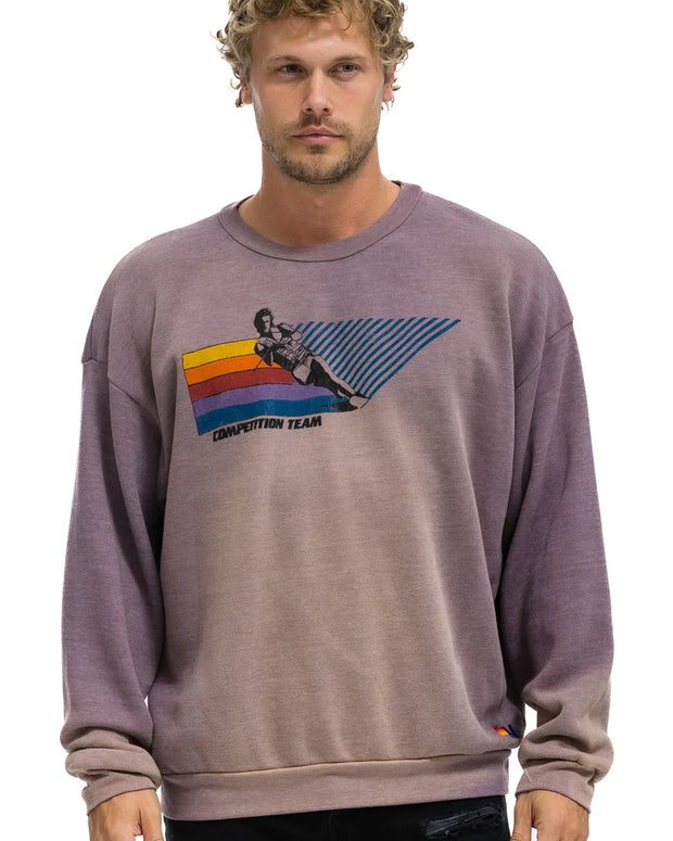Aviator Nation Water Skier Crew Sweatshirt Faded Mocha 