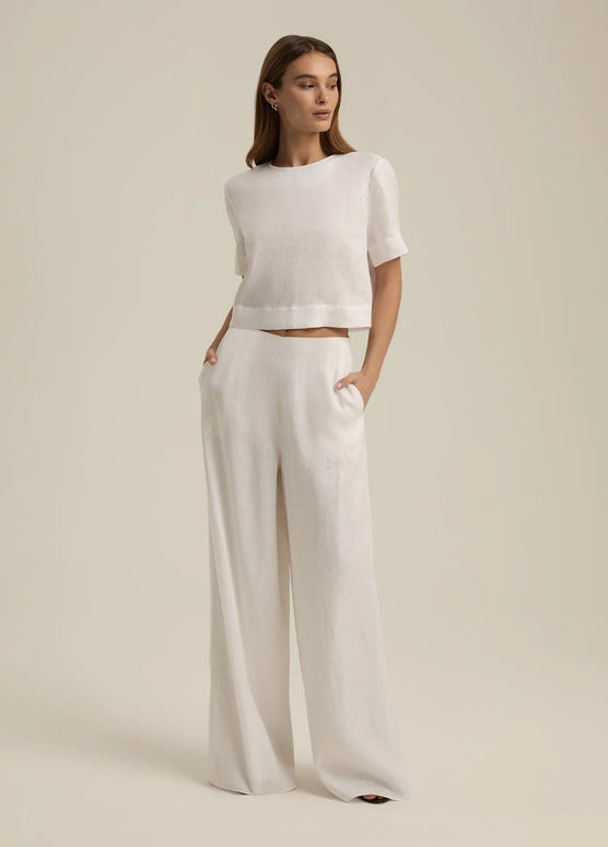 Favorite Daughter Easy Breezy Linen Top White 