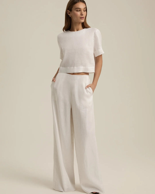 Favorite Daughter Easy Breezy Linen Top White 