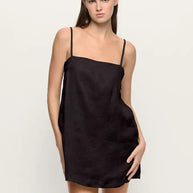 Mikoh Faye Linen Mini Dress in Black Night 