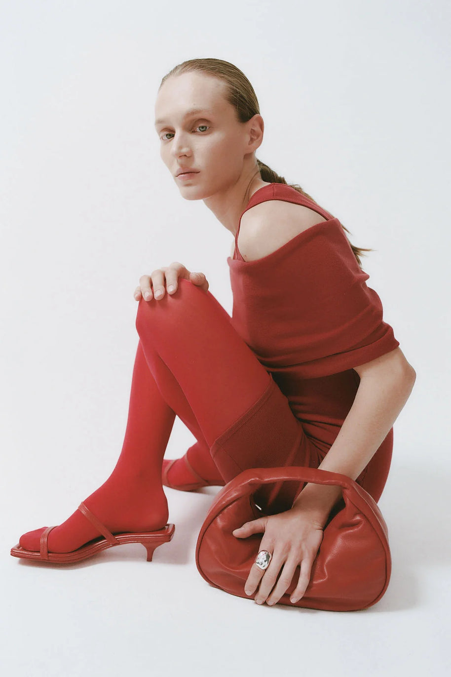 St. Agni Fine Strap Kitten Heel Red