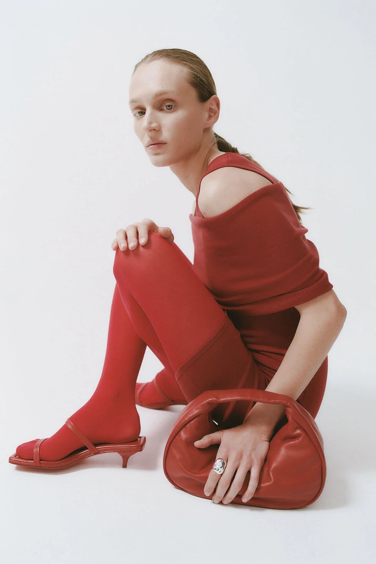 St. Agni Fine Strap Kitten Heel Red