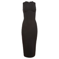 Fleur du Mal Hourglass Rib Midi Dress in Black
