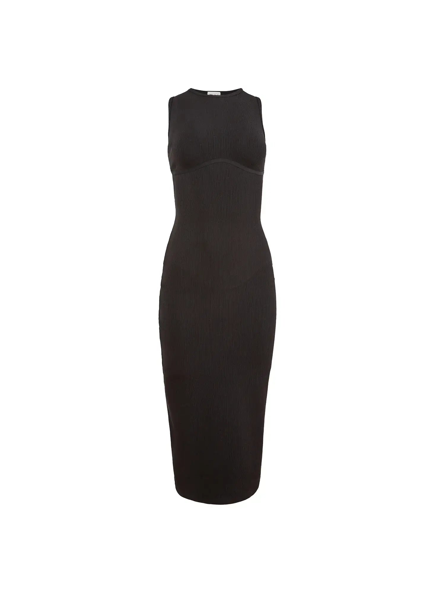 Fleur du Mal Hourglass Rib Midi Dress in Black