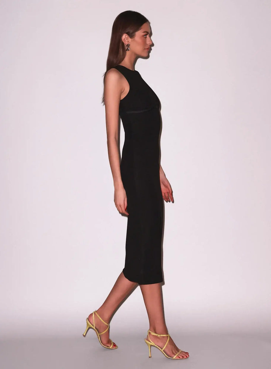 Fleur du Mal Hourglass Rib Midi Dress in Black