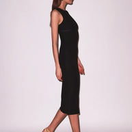 Fleur du Mal Hourglass Rib Midi Dress in Black
