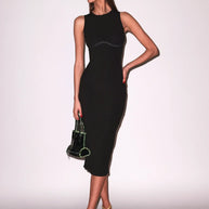 Fleur du Mal Hourglass Rib Midi Dress in Black