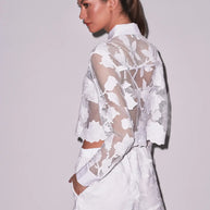 Fleur du Mal Collette Cropped Shirt in White 