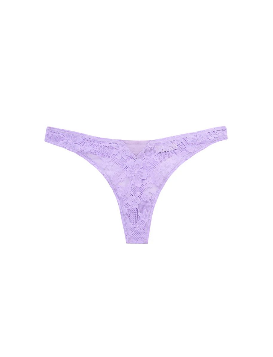 Fleur du Mal Le Stretch Lace Thong Light Lilac