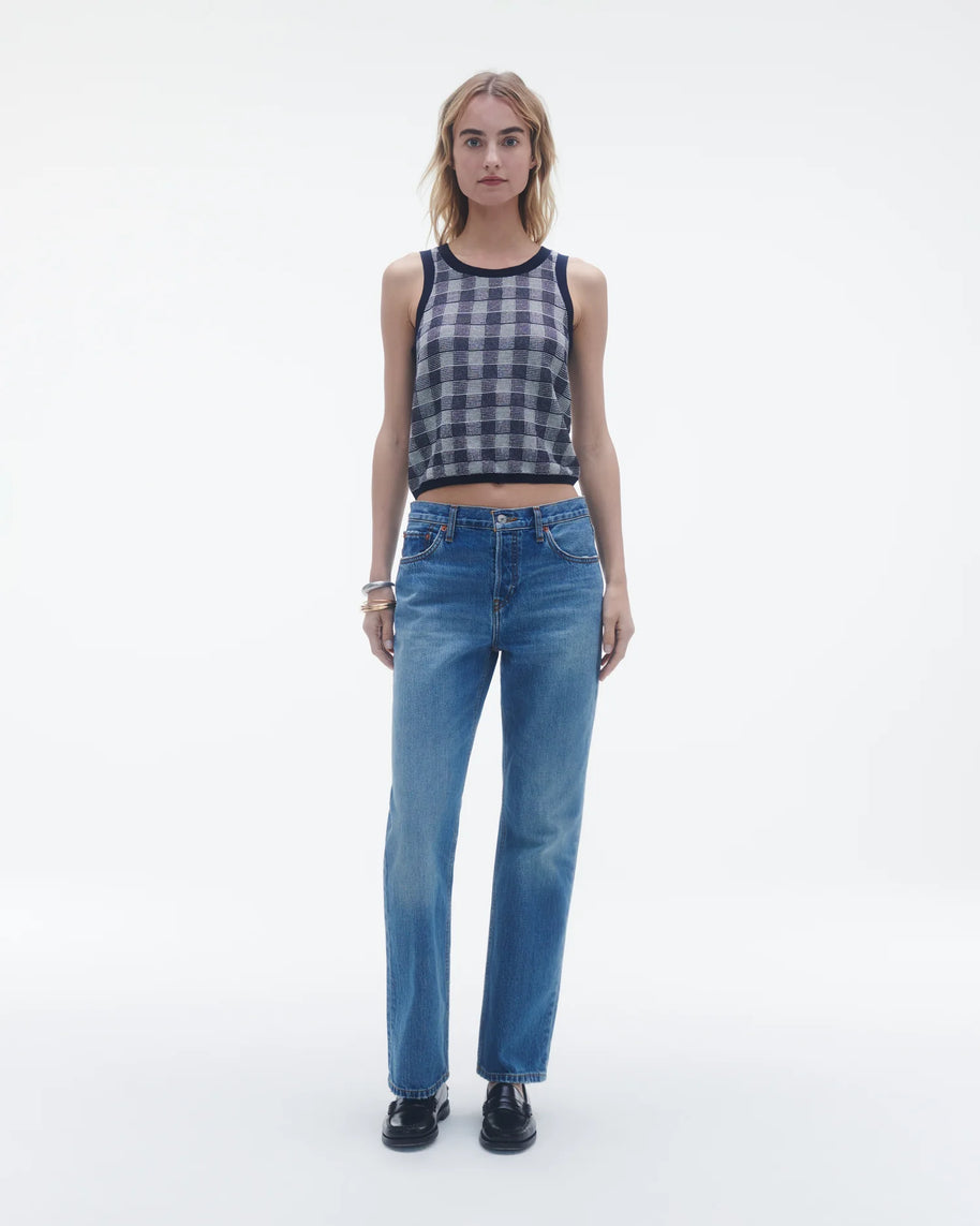 Guest in Residence Gingham Tank Navy