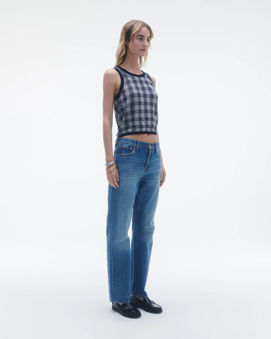 Guest in Residence Gingham Tank Navy