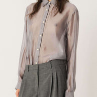 Gilian Shirt The Garment Sheer Silver Button Down Shirt 
