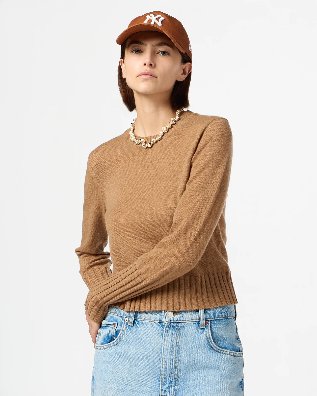 Guest in Residence Fitted Crew Neck Cashmere Sweater Gigi Hadid Brand 