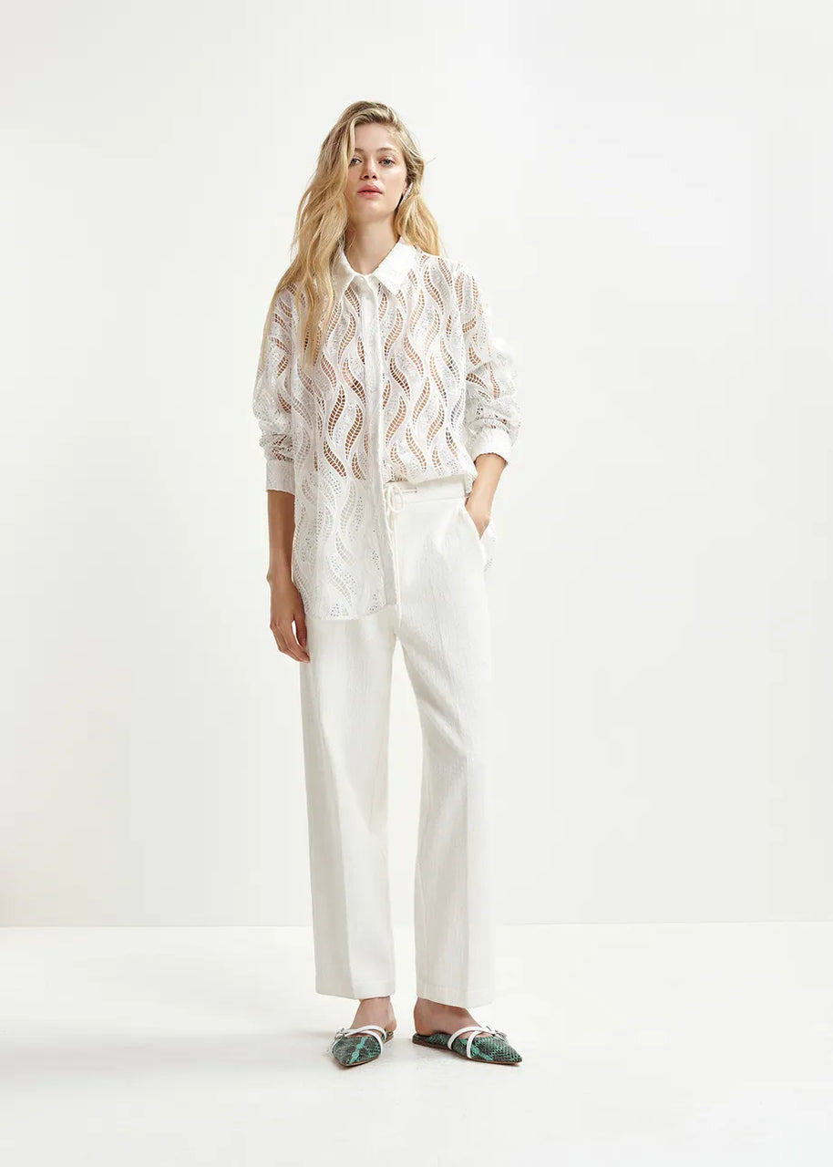White organic cotton blend pants