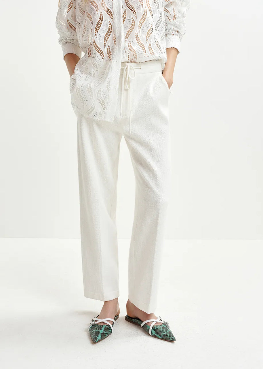 White organic cotton blend pants Essentiel Antwerp Pants 