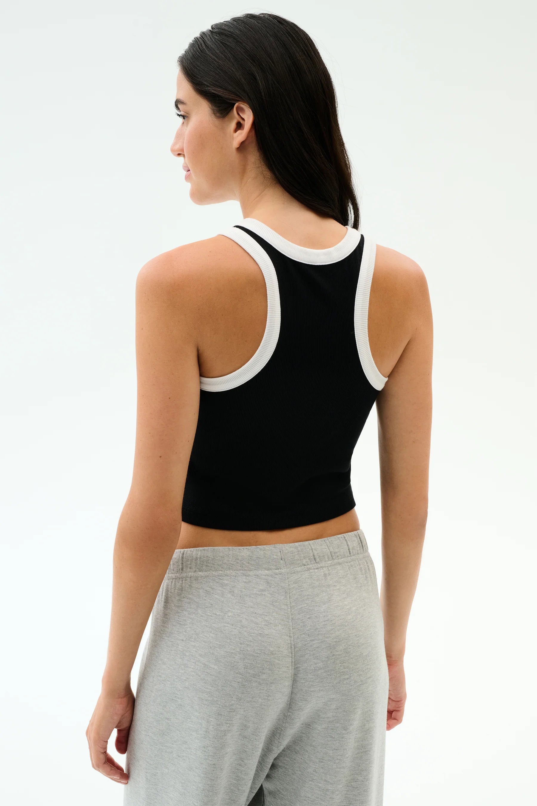 Kiki Rib Crop Tank | Black & White