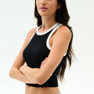 Kiki Rib Crop Tank | Black & White