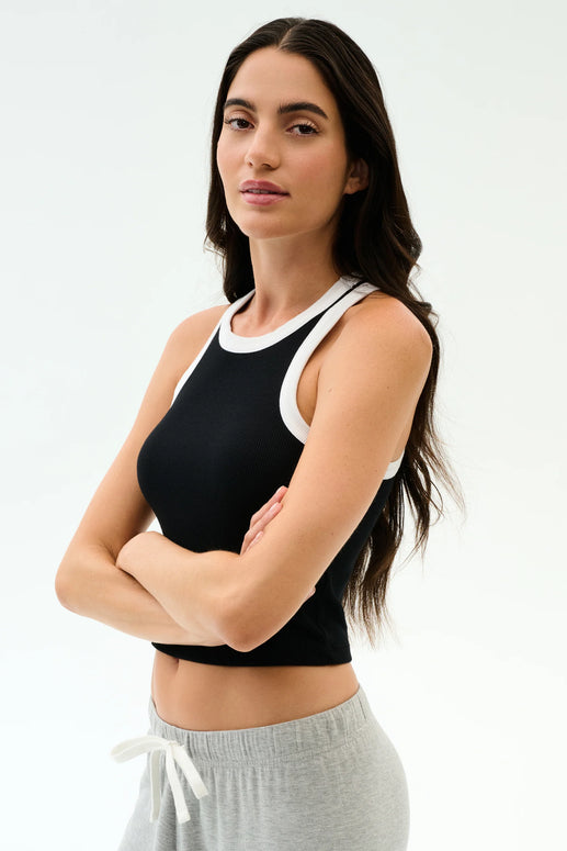 Kiki Rib Crop Tank | Black & White