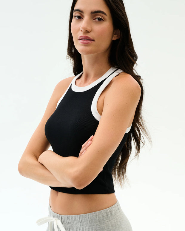 Kiki Rib Crop Tank | Black & White