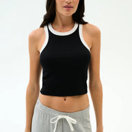 Kiki Rib Crop Tank | Black & White
