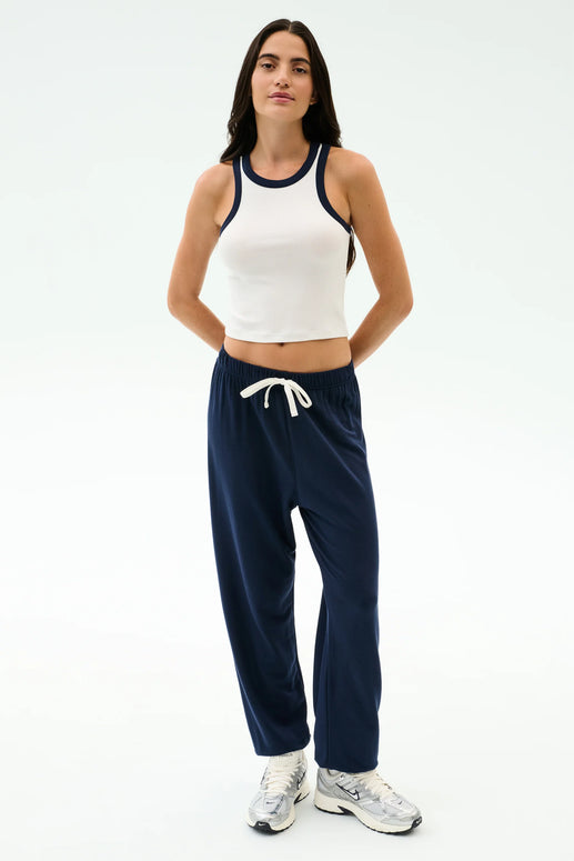 Kiki Rib Crop Tank | White & Indigo