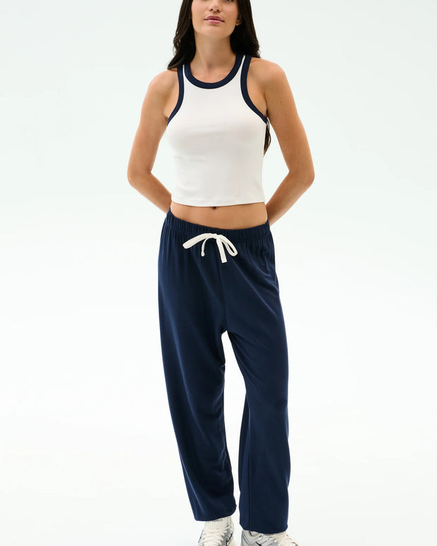 Kiki Rib Crop Tank | White & Indigo