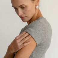 Donni Pointelle Baby Tee Heather Grey