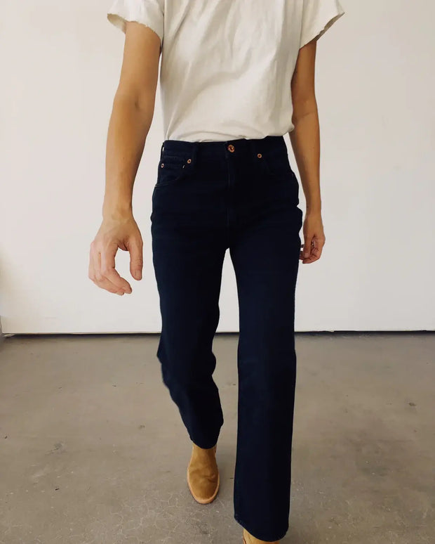 Hey Gang High Rise Straight Jeans in Washed Black