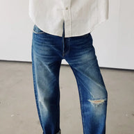 Hey Gang Loose Crop Jeans in Richman Wash Destroy 