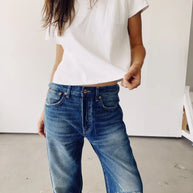 Hey Gang Loose Crop Jeans in Richman Wash Destroy 