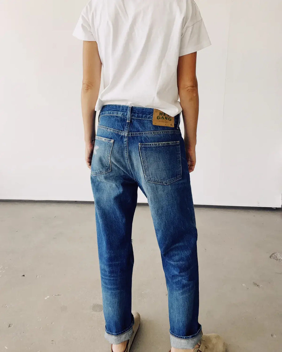 Hey Gang Loose Crop Jeans in Richman Wash Destroy 