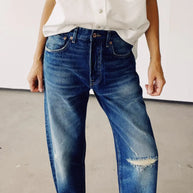 Hey Gang Loose Crop Jeans in Richman Wash Destroy 