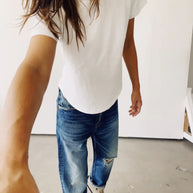 Hey Gang Loose Crop Jeans in Richman Wash Destroy 