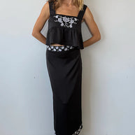 Katarina Black Satin Top