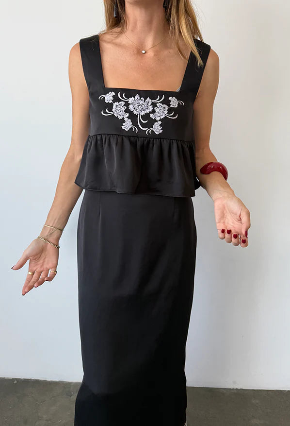 Katarina Black Satin Top