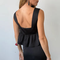 Katarina Black Satin Top