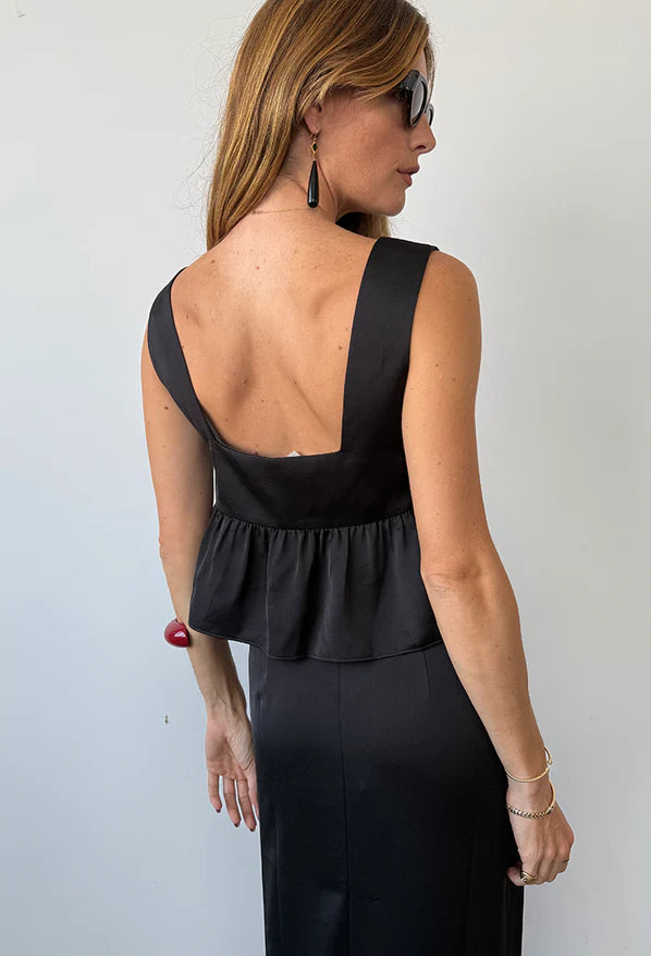 Katarina Black Satin Top