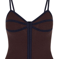 osis romi tank in brown - knitted brown and black tank - going out top - skirt and tank set