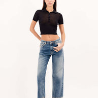 Jill Straight Jean | Aged Stone