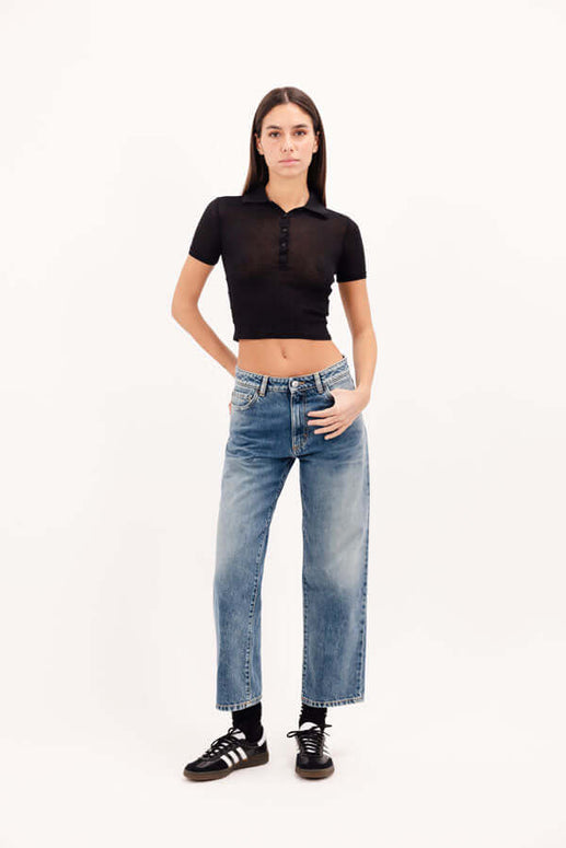 Jill Straight Jean | Aged Stone