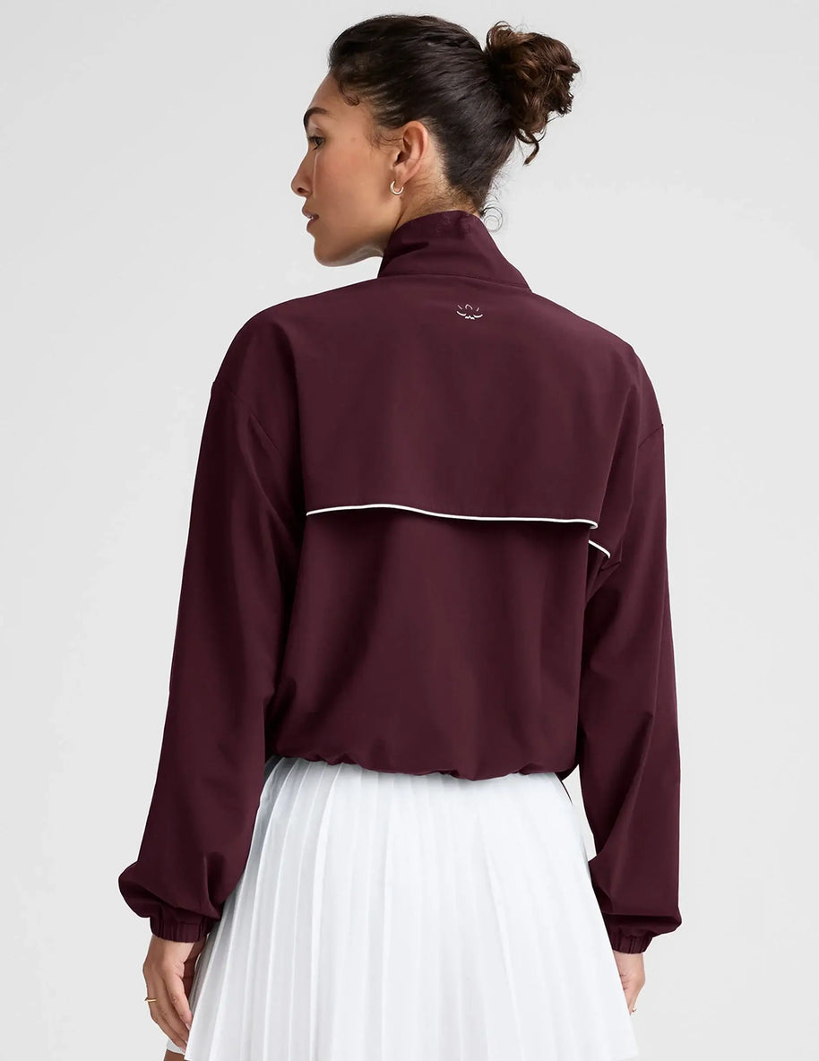 Beyond Yoga Track Jacket in Black Cherry