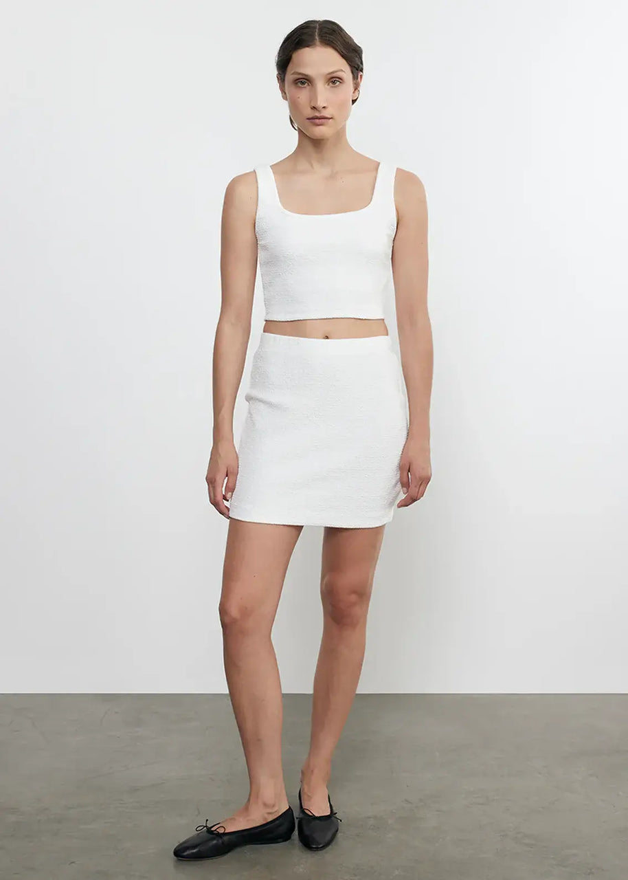 Enza Costa Jacquard Mini Skirt in White